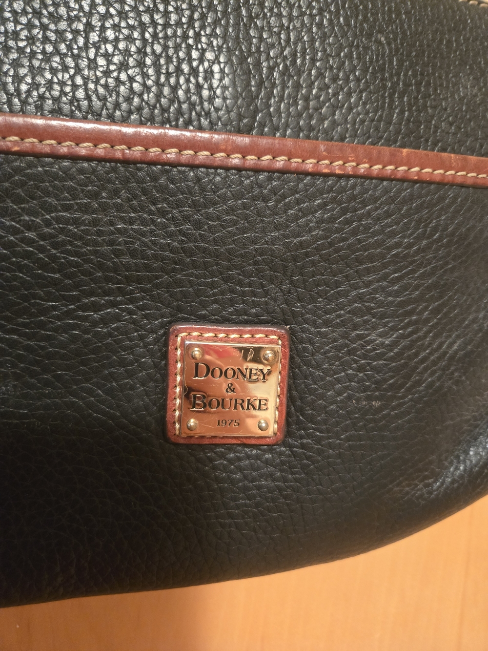Dooney & Bourke Black Pebbled Leather Crossbody with Brown Trim - Picture 2 of 3